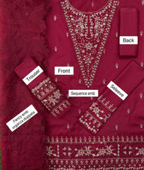 Dhanak Embroidered 3-Piece Suit with Organza Cutwork Dupatta