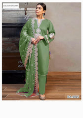 Dhanak Embroidered 3-Piece Suit with Matching Dhanak Embroidered Dupatta
